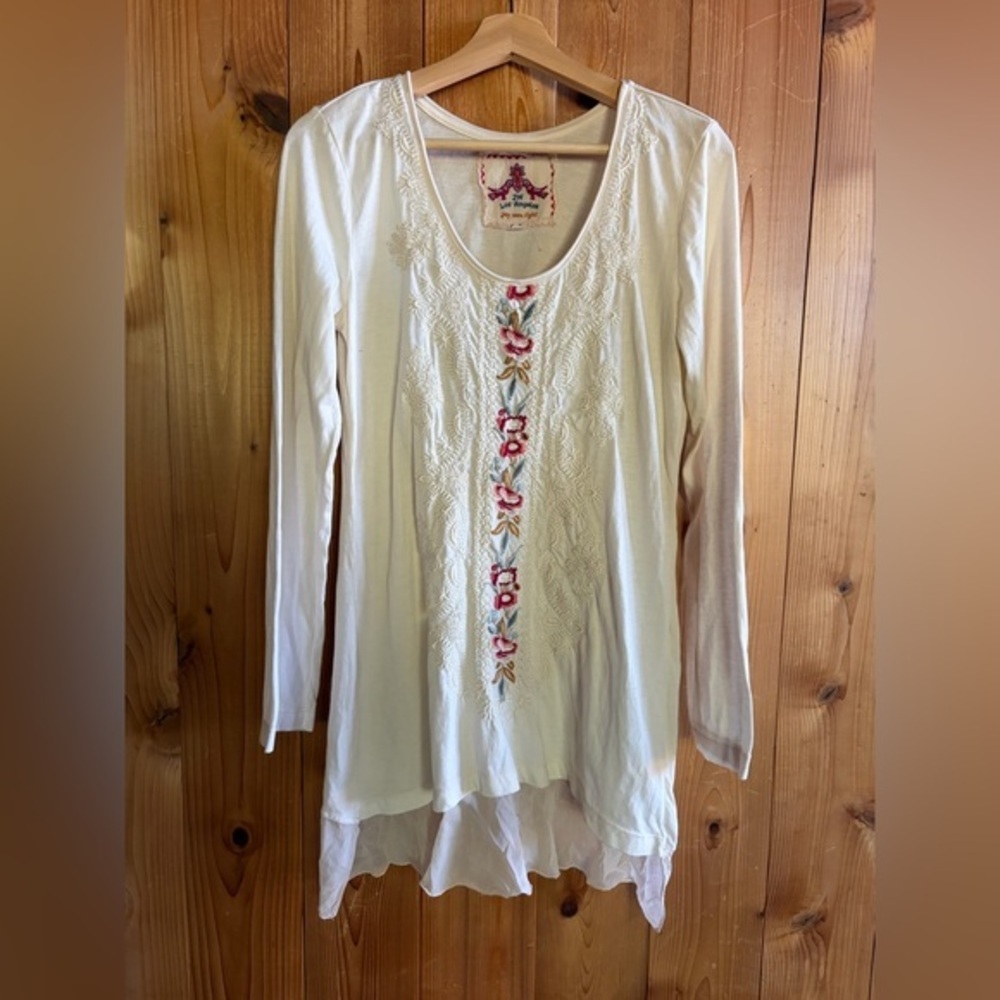 Johnny Was Embroidered Cotton LS Sleeve tunic